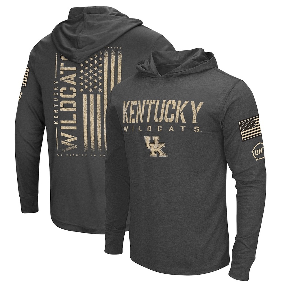 KY Wildcats Colosseum Team Military Appreciation LS Hooded Tee